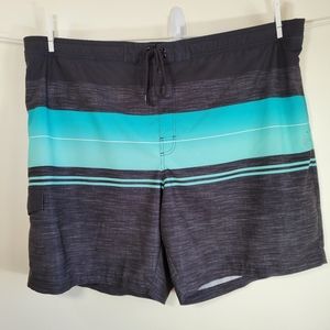 Sonoma Mens Swim Trunks Black Turquoise 4XB